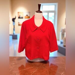Vintage Nubby Women’s Red Career Blazer XL Fake Pockets No Stretch Darts Lined